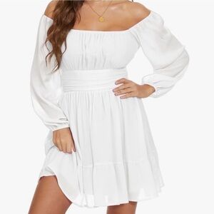 Elegant White Long Sleeve Dress